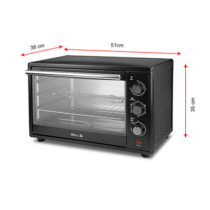 IBELL EO40LGDLX Electric Oven Toaster Grill OTG with Convection & Motorized Rotisserie, 1800 Watt, Multiple heating options, Illuminated Chamber (Black, 40 L)