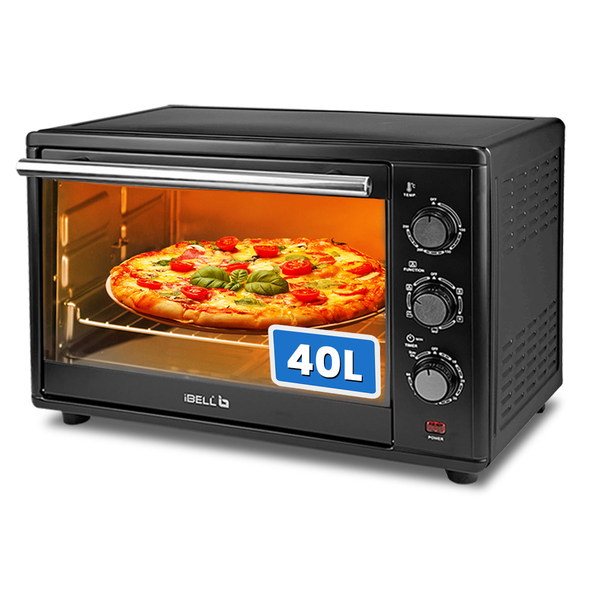 IBELL EO40LGDLX Electric Oven Toaster Grill OTG with Convection & Motorized Rotisserie, 1800 Watt, Multiple heating options, Illuminated Chamber (Black, 40 L)