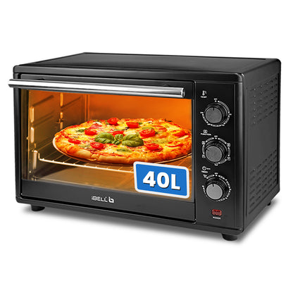 IBELL EO40LGDLX Electric Oven Toaster Grill OTG with Convection & Motorized Rotisserie, 1800 Watt, Multiple heating options, Illuminated Chamber (Black, 40 L)