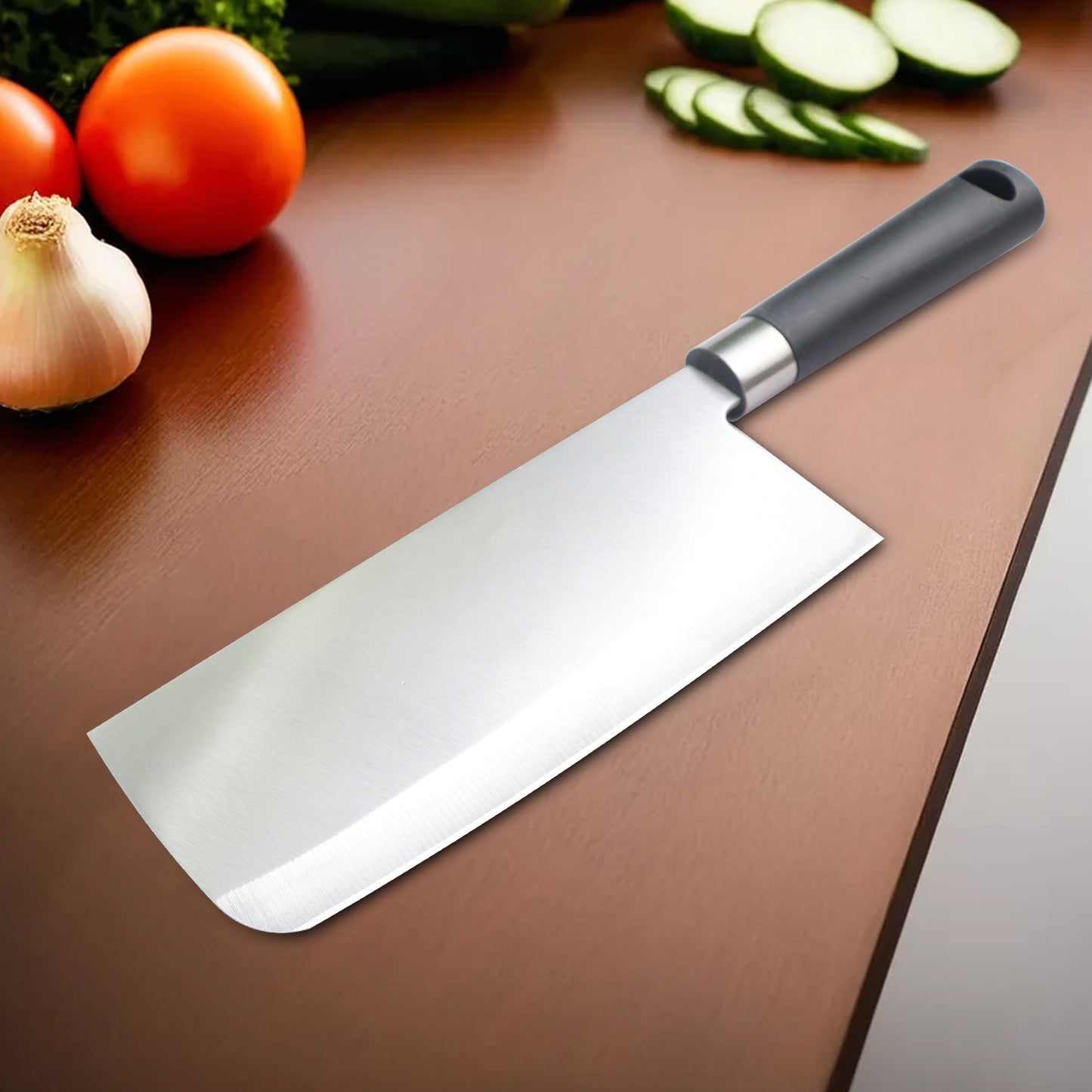 IBELL FA01 Premium Kitchen Knife/Cleaver, Big Size, Stainless Steel, for Cutting Fruits, Vegetables and Meat (Black)