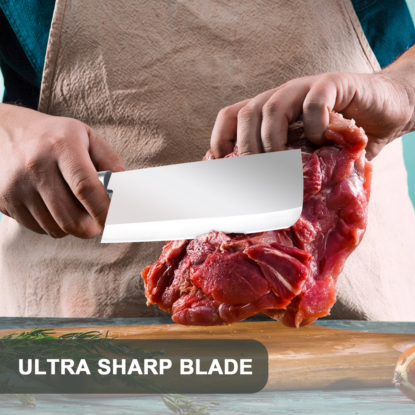 IBELL FA01 Premium Kitchen Knife/Cleaver, Big Size, Stainless Steel, for Cutting Fruits, Vegetables and Meat (Black)