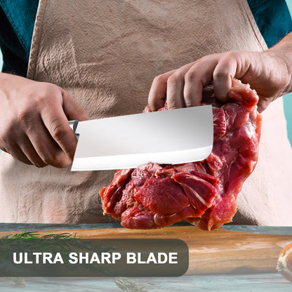 IBELL FA01 Premium Kitchen Knife/Cleaver, Big Size, Stainless Steel, for Cutting Fruits, Vegetables and Meat (Black)