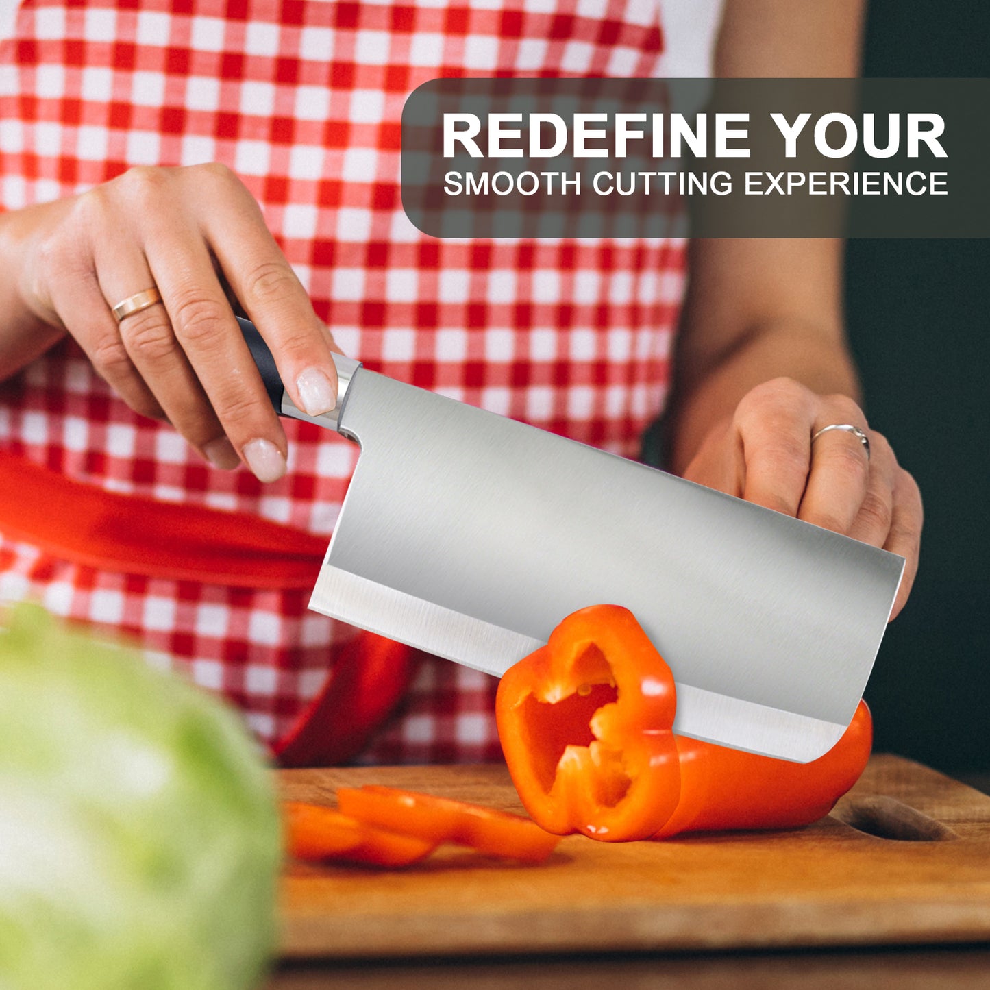 IBELL FA01 Premium Kitchen Knife/Cleaver, Big Size, Stainless Steel, for Cutting Fruits, Vegetables and Meat (Black)