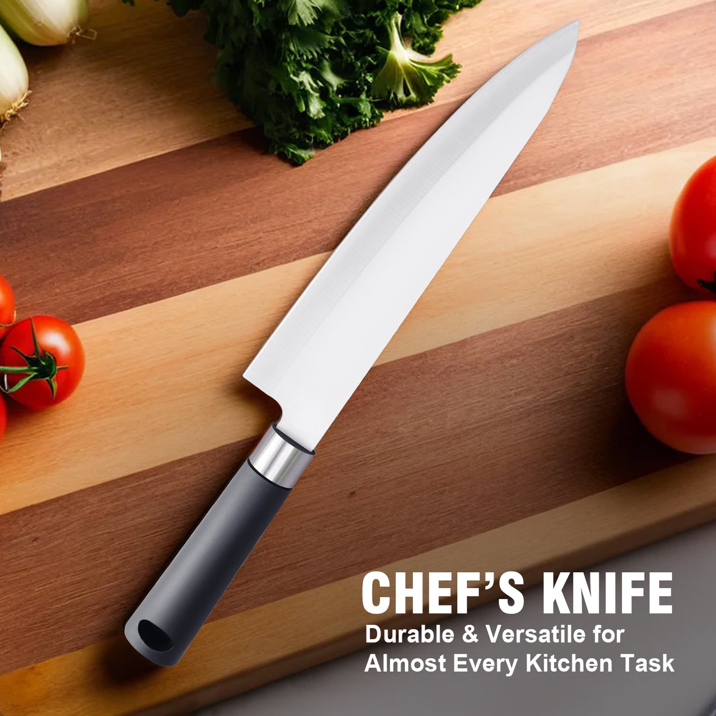 IBELL FA03 Premium Kitchen Knife, Sharp Stainless Steel, Cutting Fruits, Vegetables and Meat (Black)