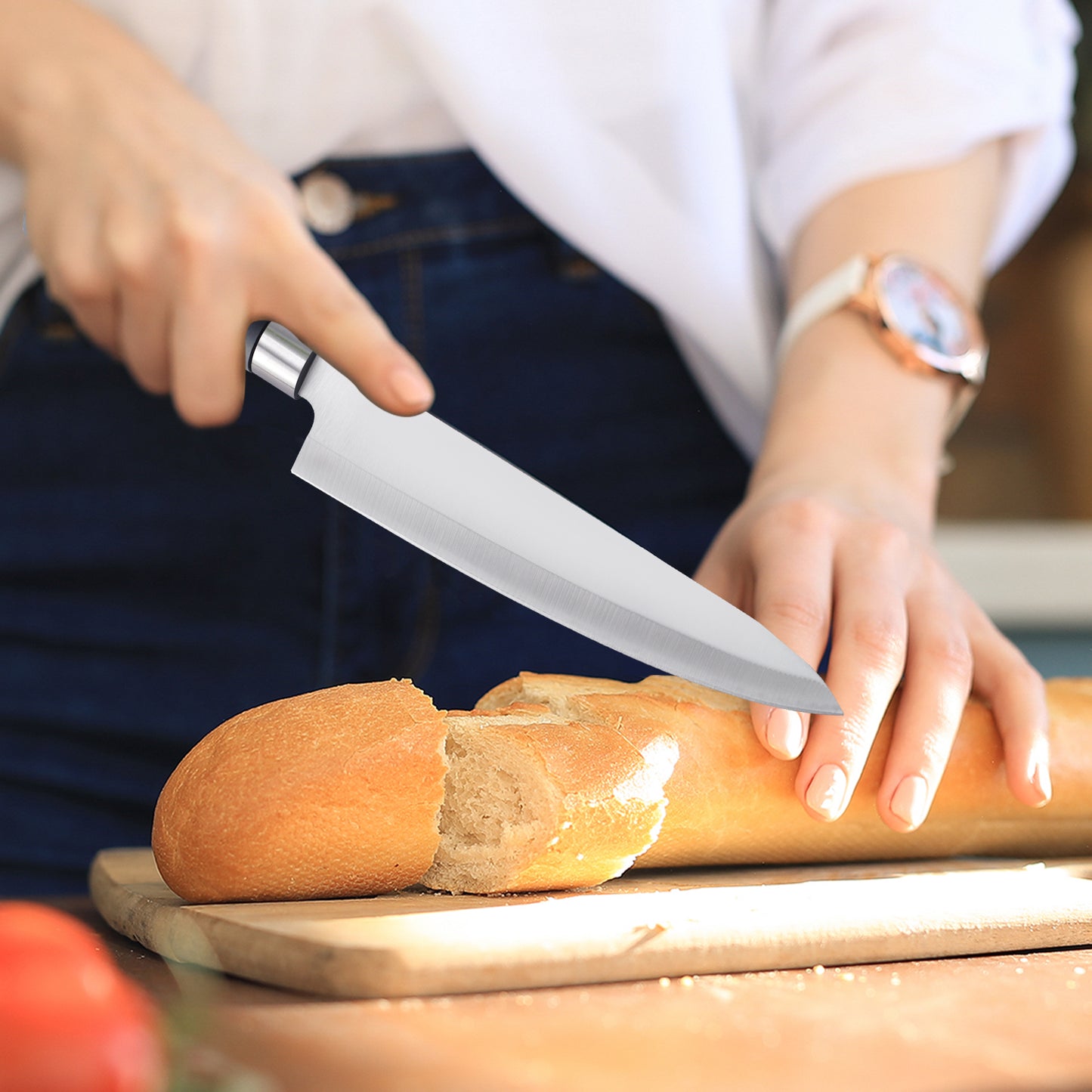 IBELL FA03 Premium Kitchen Knife, Sharp Stainless Steel, Cutting Fruits, Vegetables and Meat (Black)