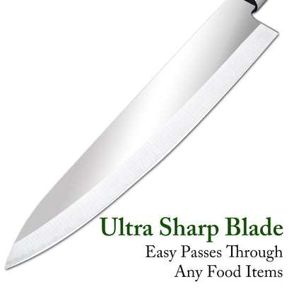 IBELL FA06 Kitchen Knife, Stainless Steel Perfect for Slicing Fruits, Vegetables, and Meat (Black)