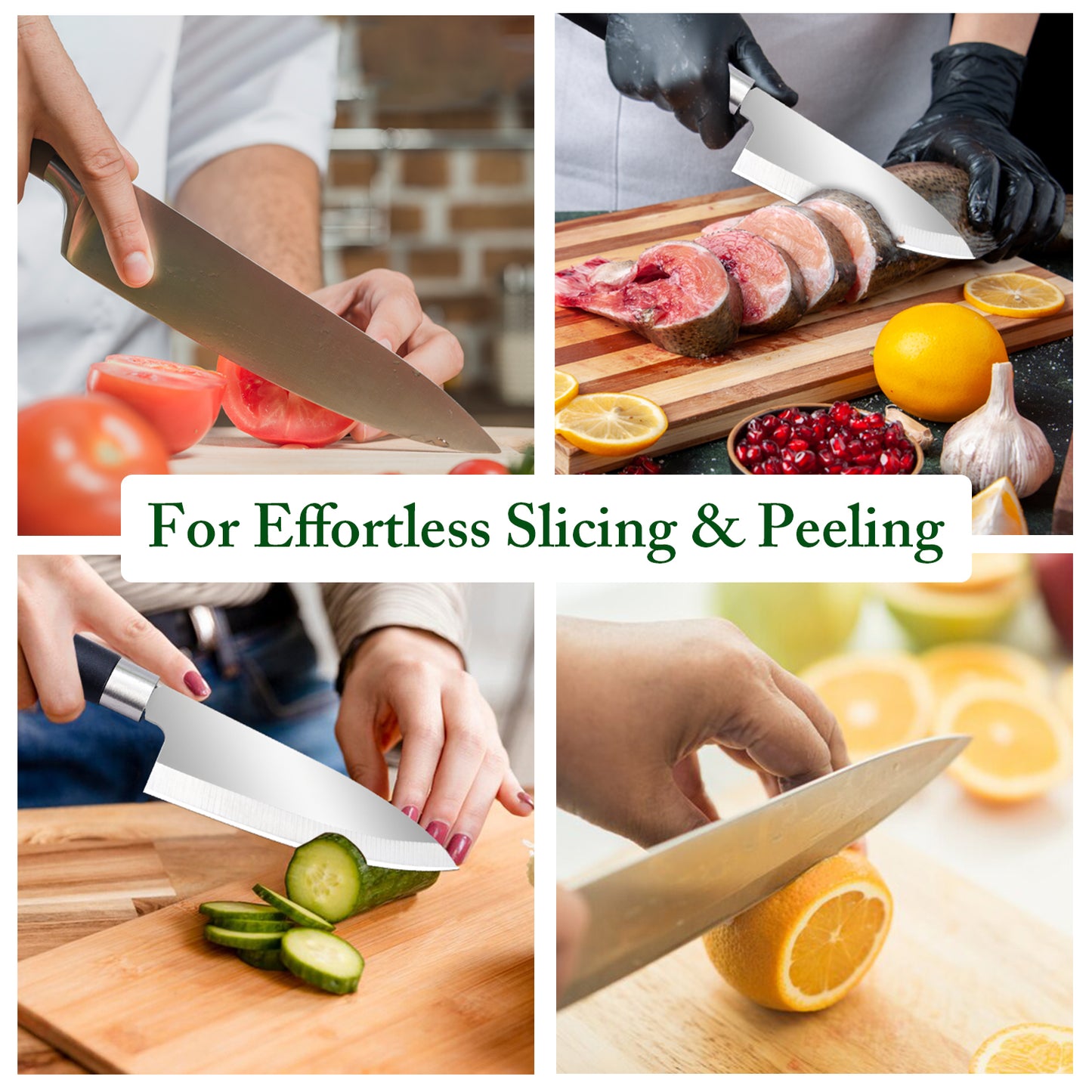 IBELL FA20 Premium Kitchen Knife, Stainless Steel, for Cutting Fruits, Vegetables and Meat (Black)