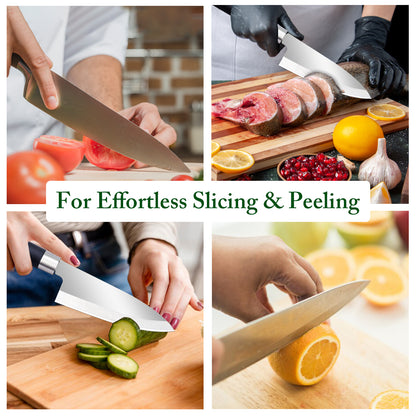 IBELL FA20 Premium Kitchen Knife, Stainless Steel, for Cutting Fruits, Vegetables and Meat (Black)