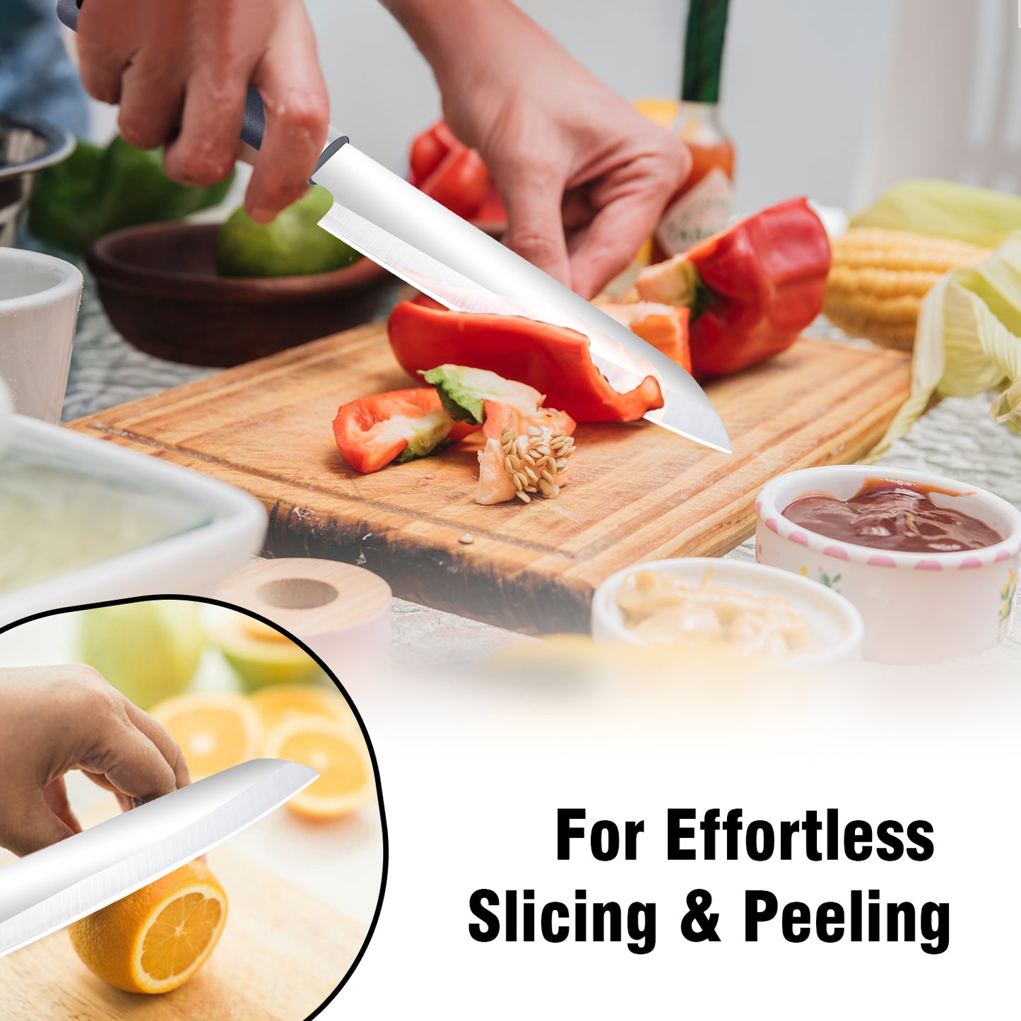 IBELL FA22 Premium Kitchen Knife, Sharp Stainless Steel, Chef's Knife for Cutting Fruits, Vegetables and Meat (Black)