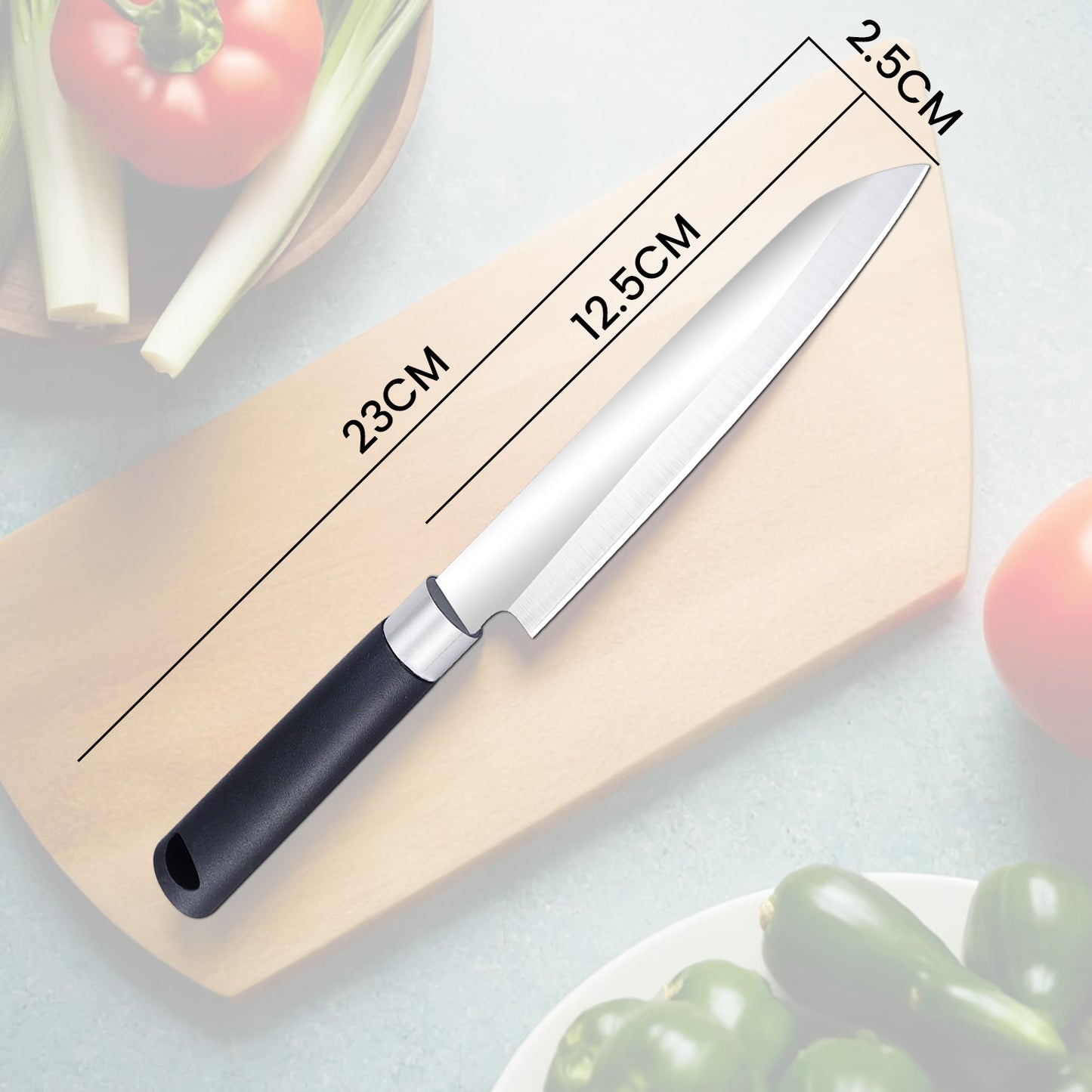 IBELL FA22 Premium Kitchen Knife, Sharp Stainless Steel, Chef's Knife for Cutting Fruits, Vegetables and Meat (Black)