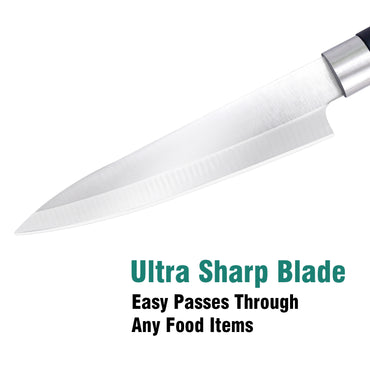 IBELL FA 23 Kitchen Knife Stainless Steel with Matte Black Handle – Precision Cutting for Vegetables Fruits and Meat (Black)