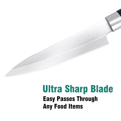 IBELL FA 23 Kitchen Knife Stainless Steel with Matte Black Handle – Precision Cutting for Vegetables Fruits and Meat (Black)