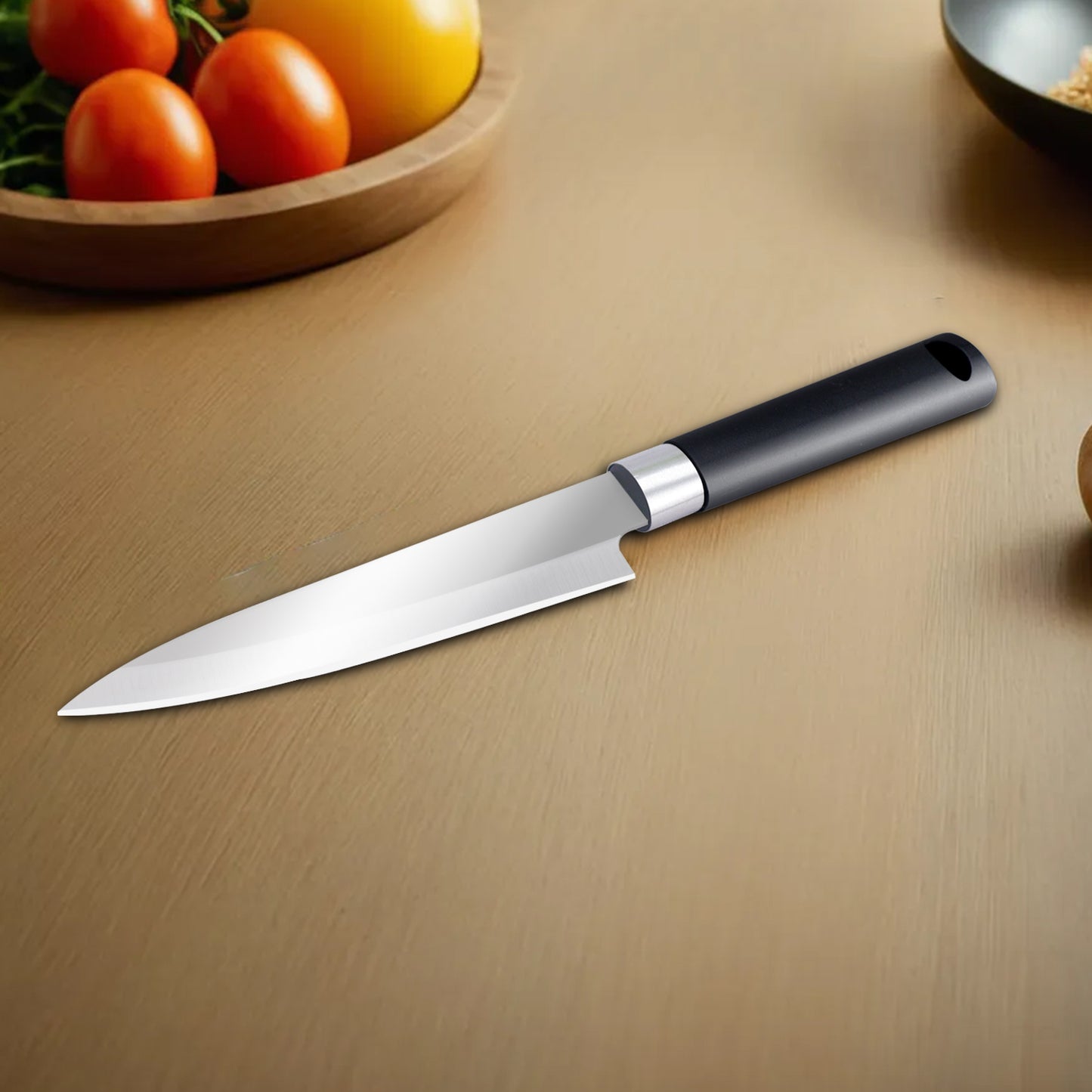 IBELL FA 23 Kitchen Knife Stainless Steel with Matte Black Handle – Precision Cutting for Vegetables Fruits and Meat (Black)