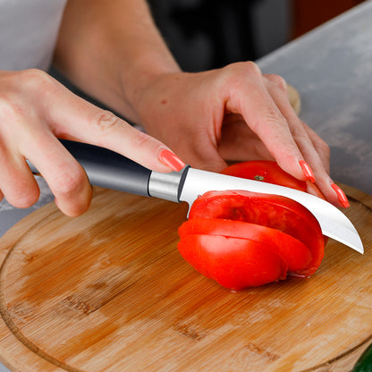 IBELL FA26 Stainless Steel Kitchen Knife, Ultra-Sharp Curved Blade, Comfortable Grip, Knife for Kitchen Use, Ideal for Home,Professional Cooking, Black