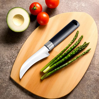 IBELL FA26 Stainless Steel Kitchen Knife, Ultra-Sharp Curved Blade, Comfortable Grip, Knife for Kitchen Use, Ideal for Home,Professional Cooking, Black
