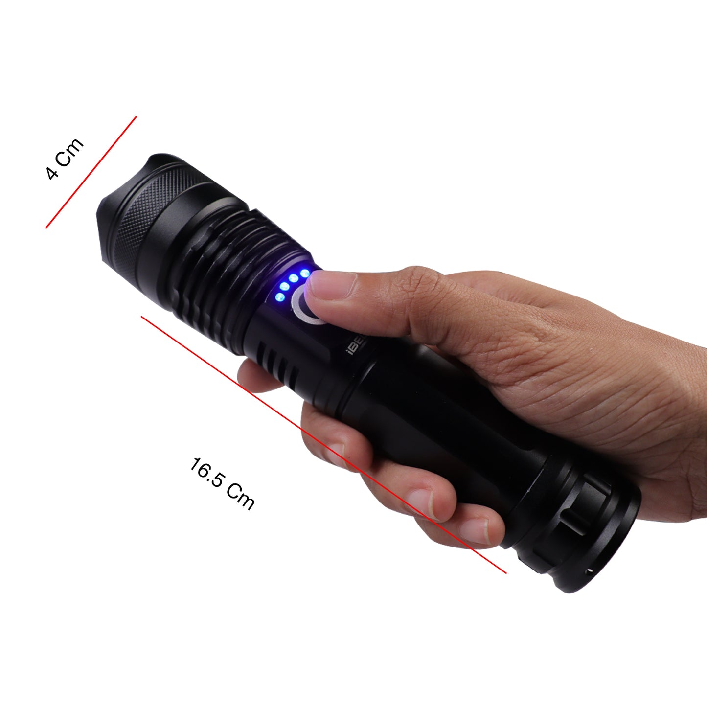 IBELL FL8360S Rechargeable LED Flashlight, Aircraft Aluminum, Telescopic Zoom, Water Resistant, Ultra Long Beam Range with 5 Light Modes (Black)