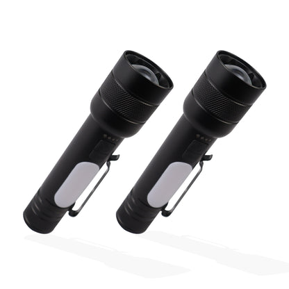 IBELL FL8375S Rechargeable Torch, Powerbank Function, Aircraft Aluminum Body, Telescopic Zoom, Water Resistant Flashlight with Multiple Light Modes (Black) LED