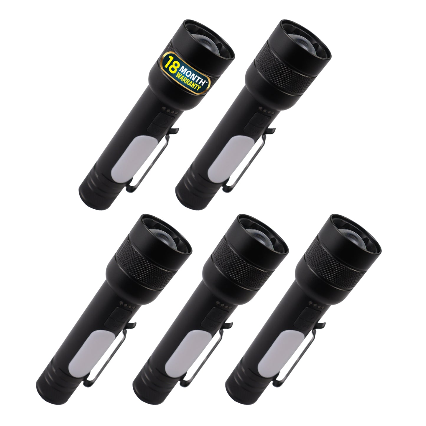 IBELL FL8375S Rechargeable Torch, Powerbank Function, Aircraft Aluminum Body, Telescopic Zoom, Water Resistant Flashlight with Multiple Light Modes (Black) LED