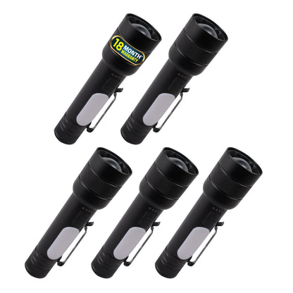 IBELL FL8375S Rechargeable Torch, Powerbank Function, Aircraft Aluminum Body, Telescopic Zoom, Water Resistant Flashlight with Multiple Light Modes (Black) LED