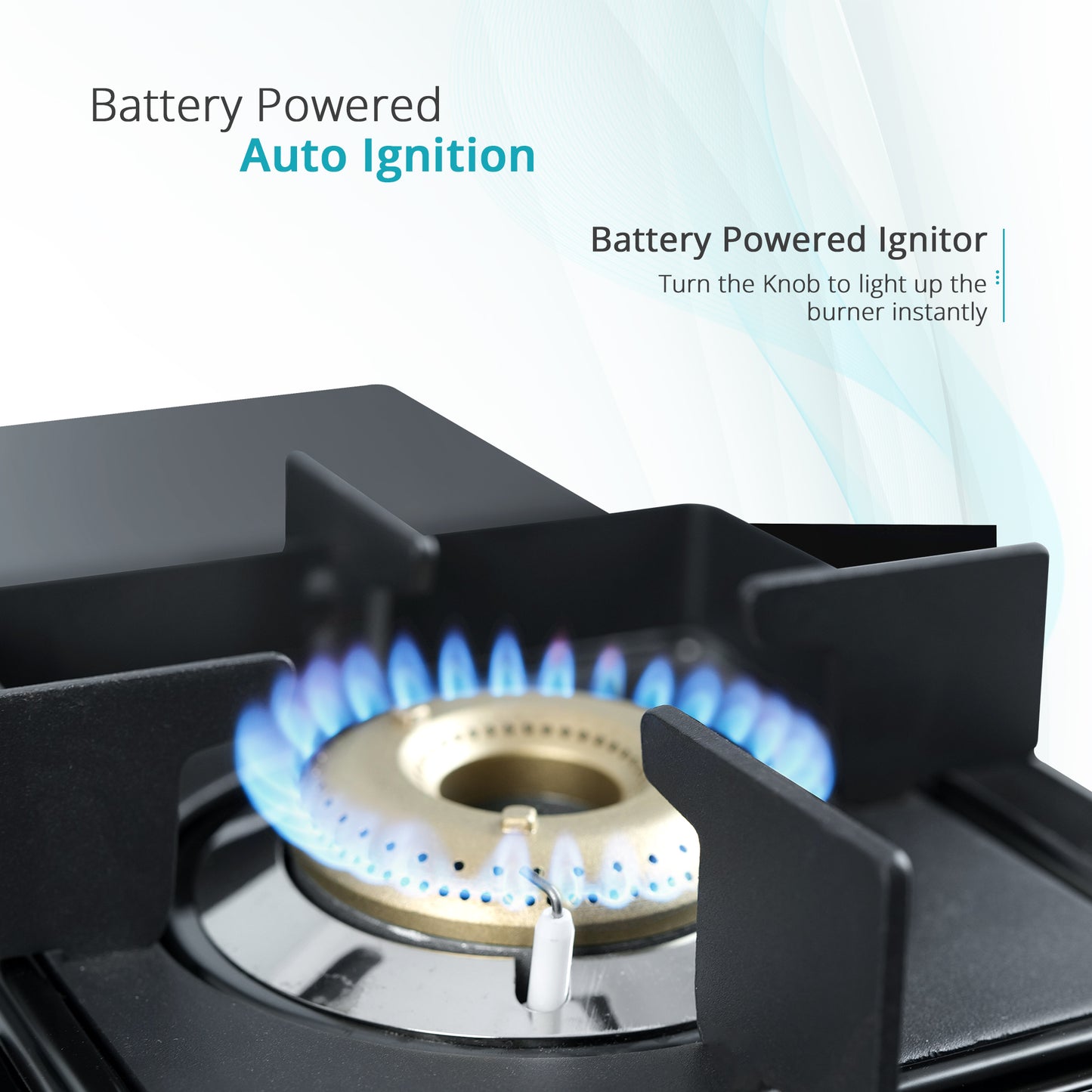 iBELL Flame 4 Burner Hob Gas Stove, Auto Ignition, Toughened Glass Top, Big Size (Brass, Black, 80 X 50 X 8 Cm)