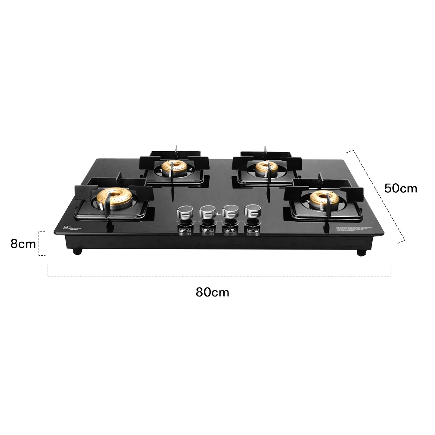 iBELL Flame 4 Burner Hob Gas Stove, Auto Ignition, Toughened Glass Top, Big Size (Brass, Black, 80 X 50 X 8 Cm)