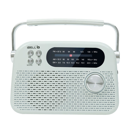 iBELL FM730BT Portable FM Radio with Bluetooth Speaker, USB, SD Slot, MP3 Player & Dynamic Speaker, 3 Band, Rechargeable with C-Type Charging Port (White)