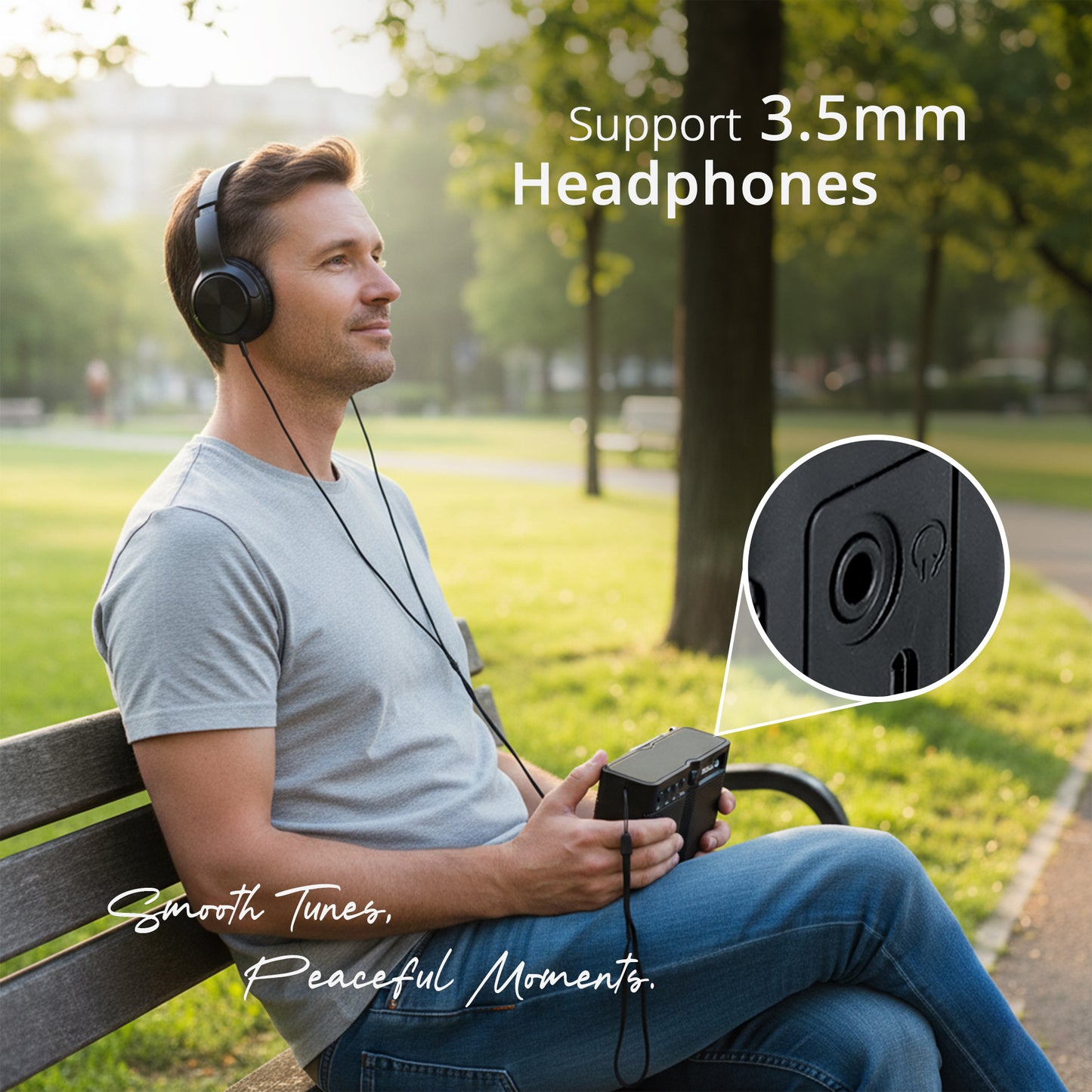 iBELL FM760BT Portable FM Radio with Bluetooth Speaker, USB Charging, Headphone Jack & Built-in Rechargeable Battery (Black)