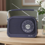 iBELL FM770BT Portable FM Radio with Bluetooth Speaker, AM/FM/SW 3-Band Tuner, USB & Micro TF Slot, MP3 Playback, Rechargeable Battery, Telescopic Antenna – Retro Style (Grey)