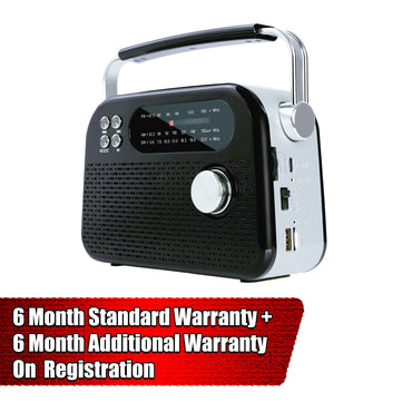 CASTOR iBELL FM820BT Portable FM Radio with Bluetooth Speaker, Rechargeable Battery, USB SD MP3 Player & Dynamic Speaker 3 Band, Black