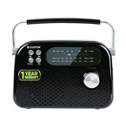 CASTOR iBELL FM820BT Portable FM Radio with Bluetooth Speaker, Rechargeable Battery, USB SD MP3 Player & Dynamic Speaker 3 Band, Black