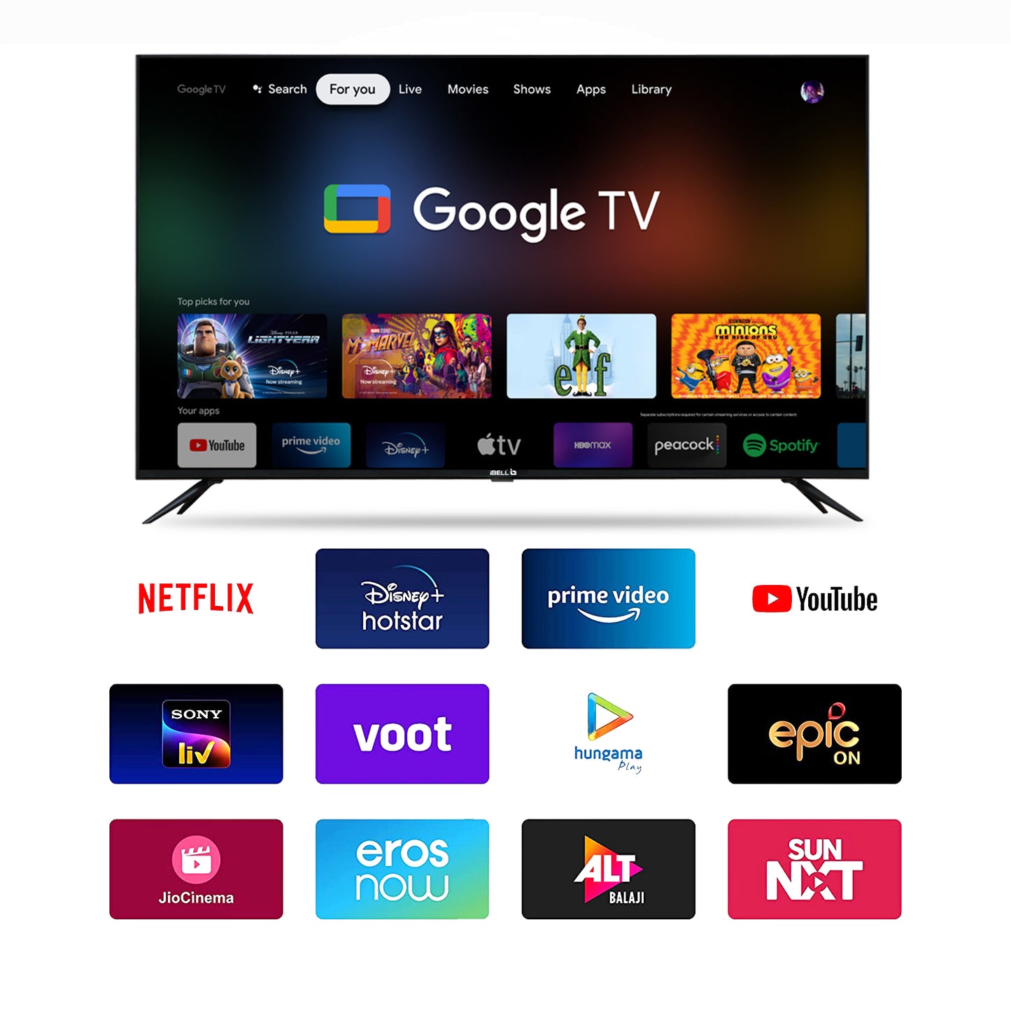 IBELL 109cm (43 inches) Frameless Google LED TV - Full HD, Android 11.0, Smart Features, Crisp Display, Sleek Design (GTV43E, Black)