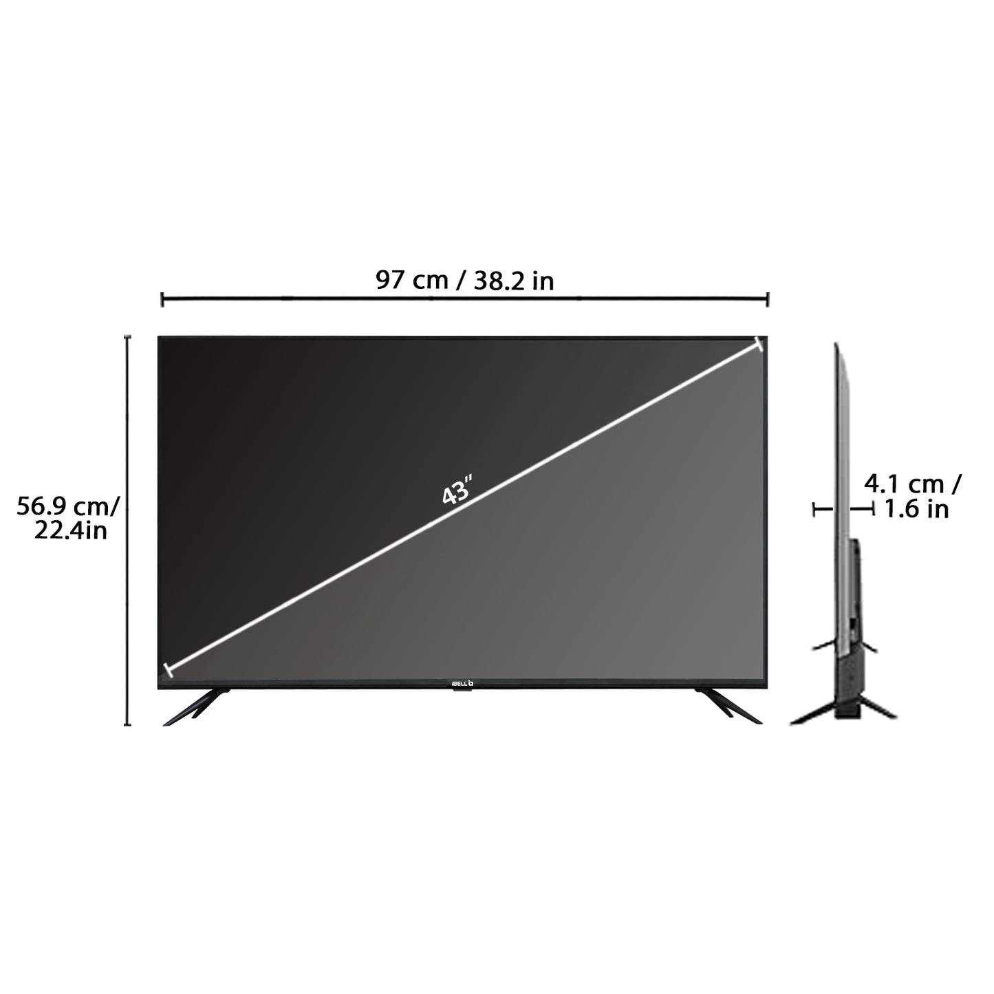 IBELL 109cm (43 inches) Frameless Google LED TV - Full HD, Android 11.0, Smart Features, Crisp Display, Sleek Design (GTV43E, Black)