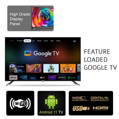 IBELL 109cm (43 inches) Frameless Google LED TV - Full HD, Android 11.0, Smart Features, Crisp Display, Sleek Design (GTV43E, Black)