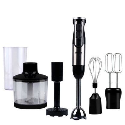 iBELL HB1000J 5-in-1 Hand Blender, 1000Watt, Adjustable Speed Control, Hand Mixer with Whisker/Beater, Immersion Blender, Vegetable Chopper & 600ml Container (Black)