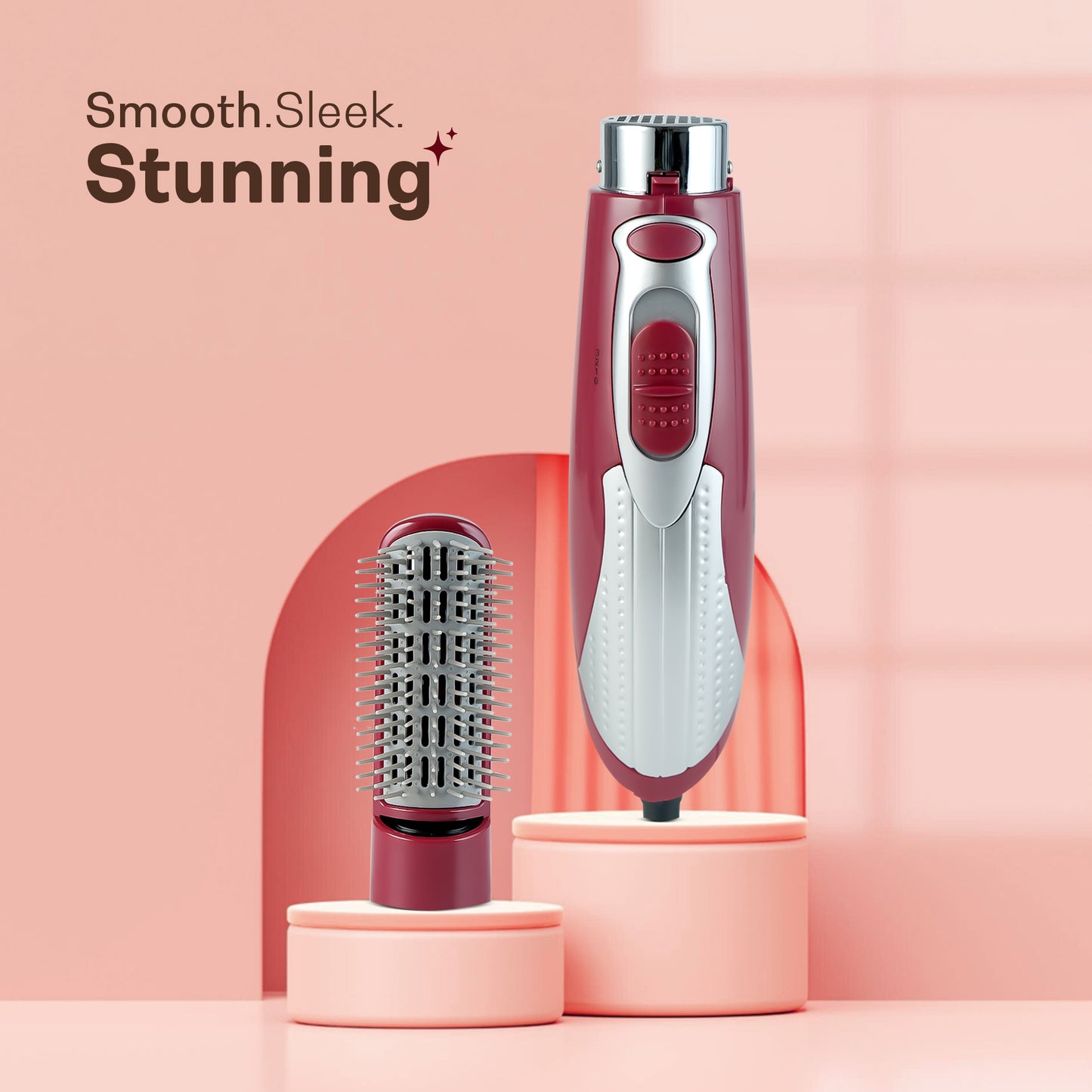 IBELL Hair Straightening Brush for Women | 3-in-1 Hot Air Brush for Styling, Drying & Straightening | Ceramic Bristles, 3 Speed Settings, Smooth Salon Finish | Ideal for Everyday Hair Care, 1-Year Warranty