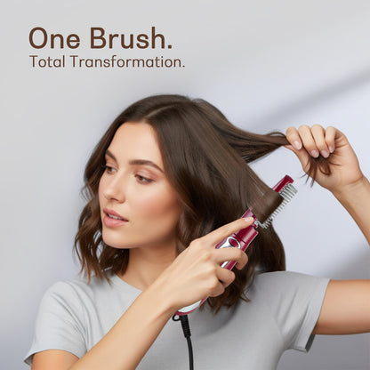 IBELL Hair Straightening Brush for Women | 3-in-1 Hot Air Brush for Styling, Drying & Straightening | Ceramic Bristles, 3 Speed Settings, Smooth Salon Finish | Ideal for Everyday Hair Care, 1-Year Warranty