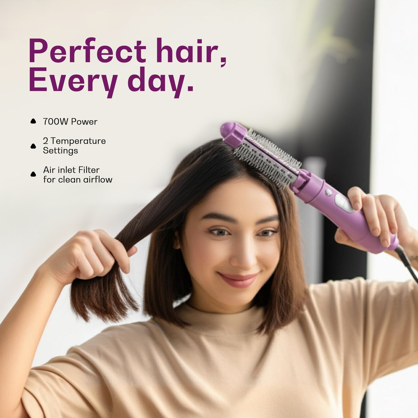 IBELL 4 in 1 Hair Styler for Women – Complete Styling Kit with Hair Styler Brush, Paddle Brush, Volumizing Round Brush & Curling Iron