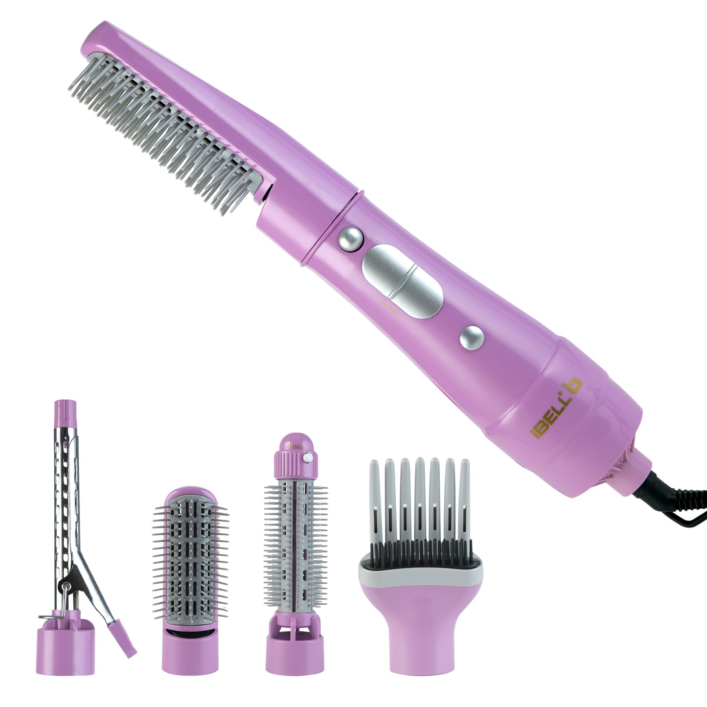 IBELL 4 in 1 Hair Styler for Women – Complete Styling Kit with Hair Styler Brush, Paddle Brush, Volumizing Round Brush & Curling Iron