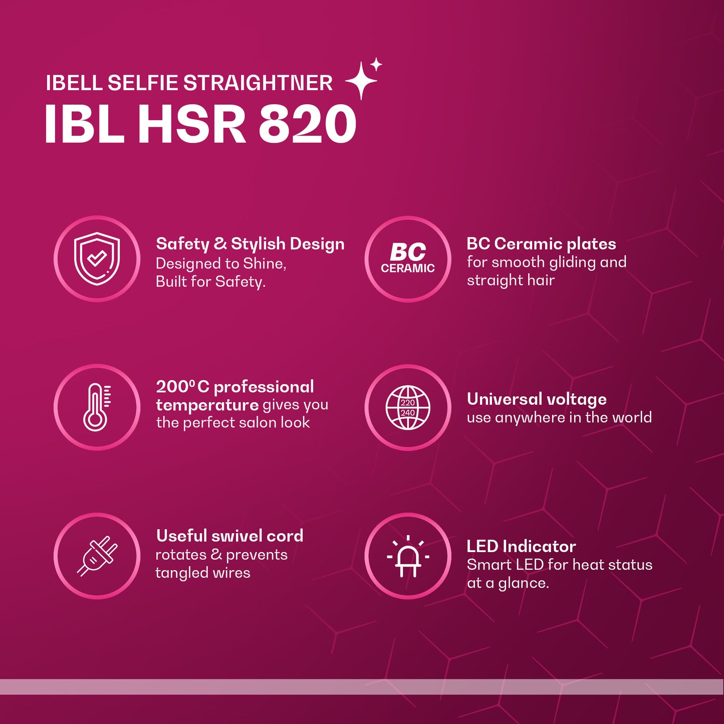 IBELL 3-in-1 Hair Straightener for Woman | Professional Hair Curler Machine with Ceramic Plates | 200°C Salon Styling Tool | Straight, Curl & Wave | Hair Straightening Lasts 2–3 Hours | LED Indicator & 1-Year Warranty