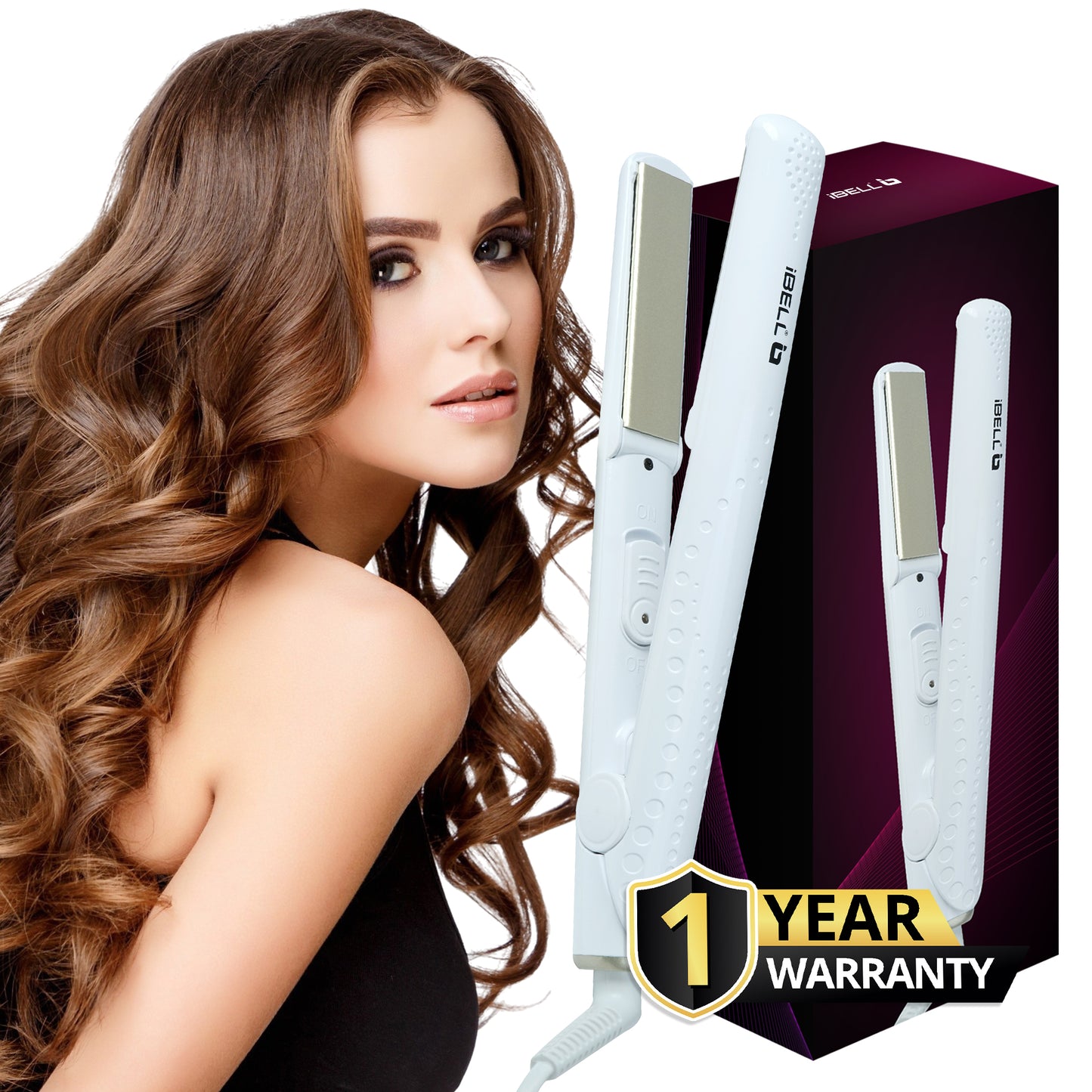 IBELL 3-in-1 Hair Straightener for Woman | Professional Hair Curler Machine with Ceramic Plates | 200°C Salon Styling Tool | Straight, Curl & Wave | Hair Straightening Lasts 2–3 Hours | LED Indicator & 1-Year Warranty