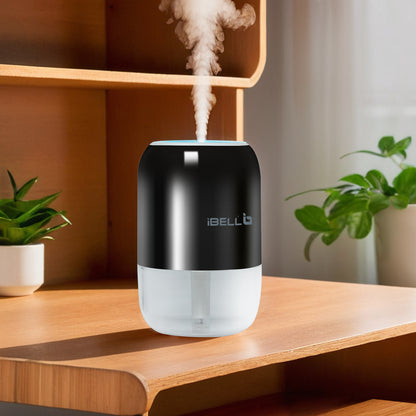 iBELL HU200P Mini Humidifier & Essential Oil Diffuser, Portable, Compact USB Design for Car, Office, Bedroom and Perfect for Travel (Black)