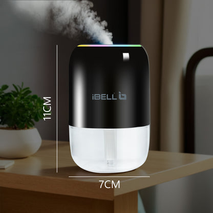 iBELL HU200P Mini Humidifier & Essential Oil Diffuser, Portable, Compact USB Design for Car, Office, Bedroom and Perfect for Travel (Black)