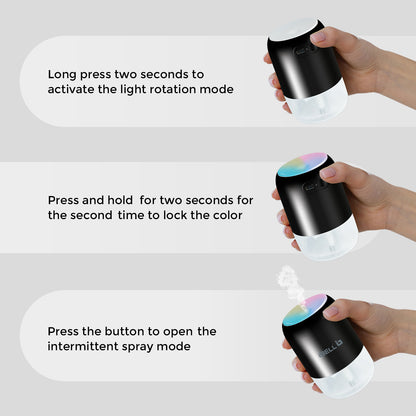 iBELL HU200P Mini Humidifier & Essential Oil Diffuser, Portable, Compact USB Design for Car, Office, Bedroom and Perfect for Travel (Black)