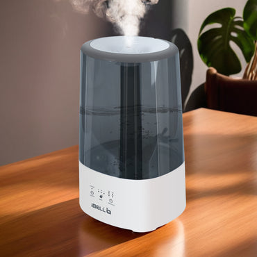 iBELL HU350P Humidifier – 3.5 L Capacity, Ultra-Quiet Operation, 360° Rotating Nozzle, Adjustable Mist Control, Ambience Lights, Up to 24 Hours Continuous Run Time (Black)