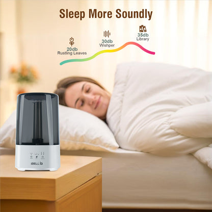 iBELL HU350P Humidifier – 3.5 L Capacity, Ultra-Quiet Operation, 360° Rotating Nozzle, Adjustable Mist Control, Ambience Lights, Up to 24 Hours Continuous Run Time (Black)