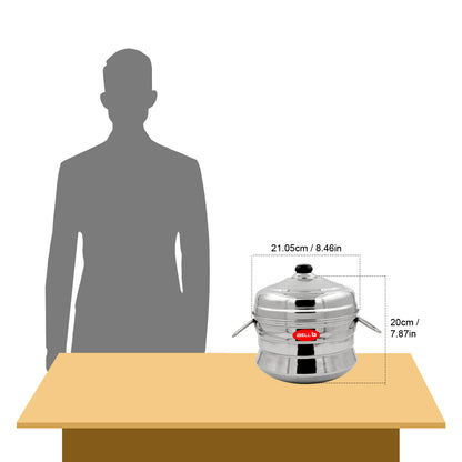 iBELL Stainless Steel Idly Pot with Steamer and Mini 3 Idli Plates (Silver)