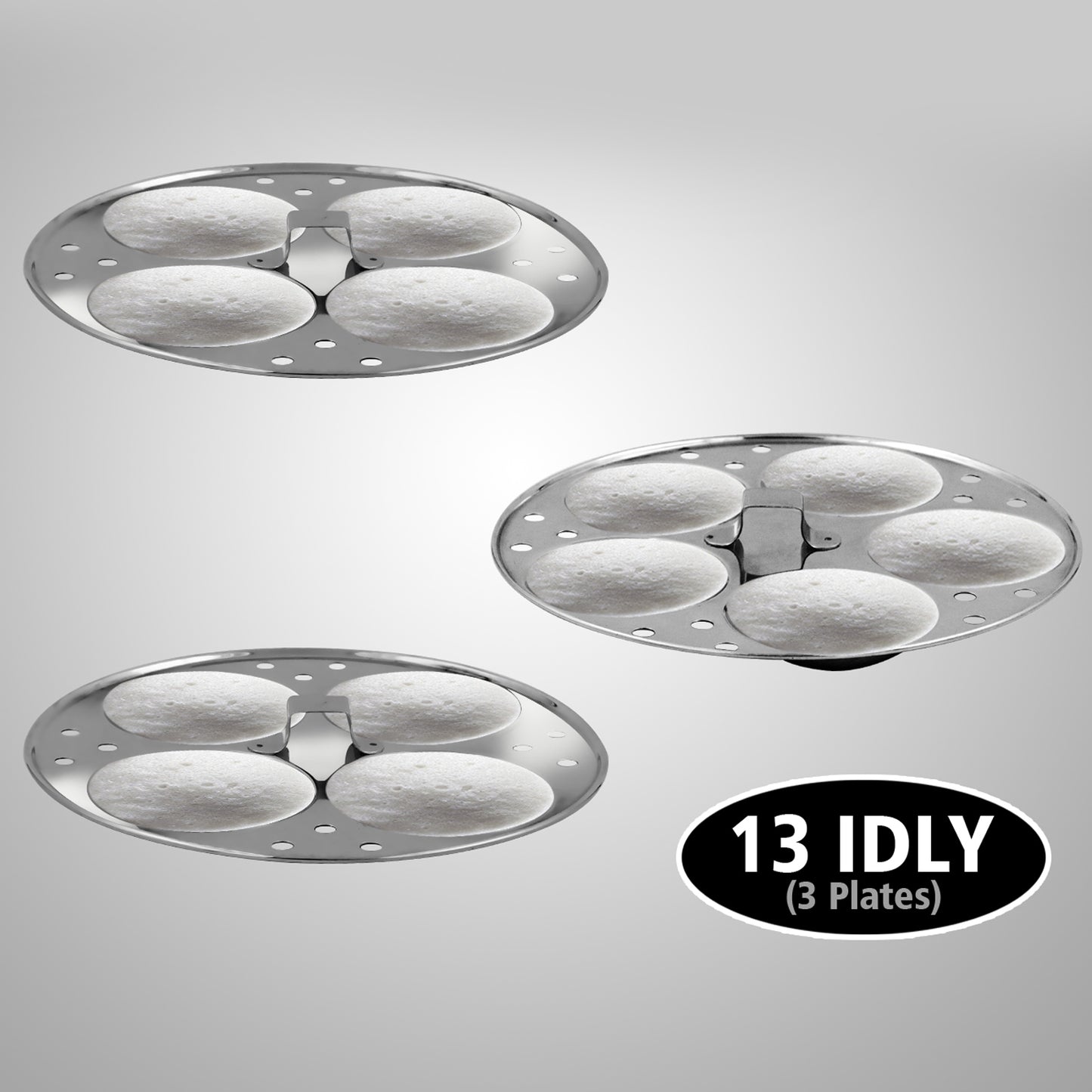 iBELL Stainless Steel Idly Pot with Steamer and Mini 3 Idli Plates (Silver)
