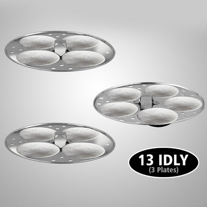 iBELL Stainless Steel Idly Pot with Steamer and Mini 3 Idli Plates (Silver)