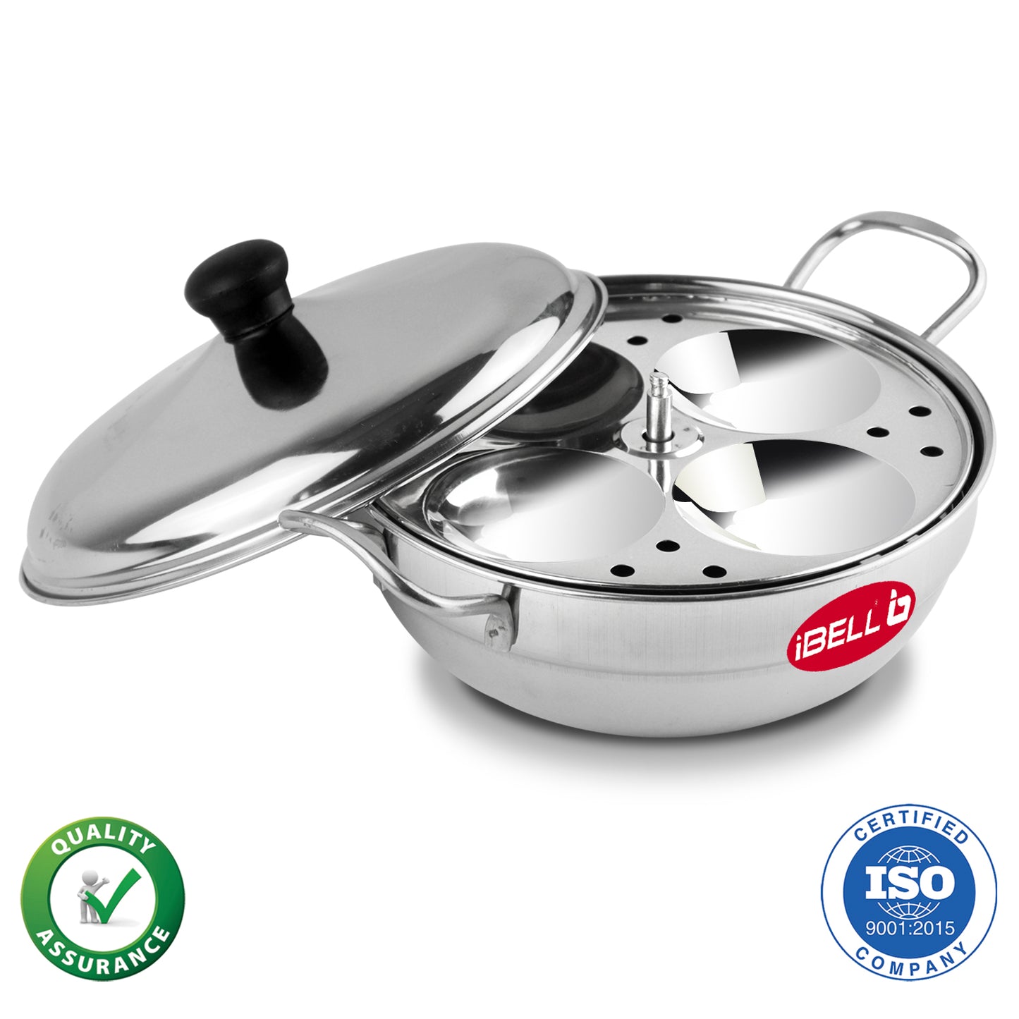 iBELL Stainless Steel Idly Pot & Pan Sets (2.5L), Silver
