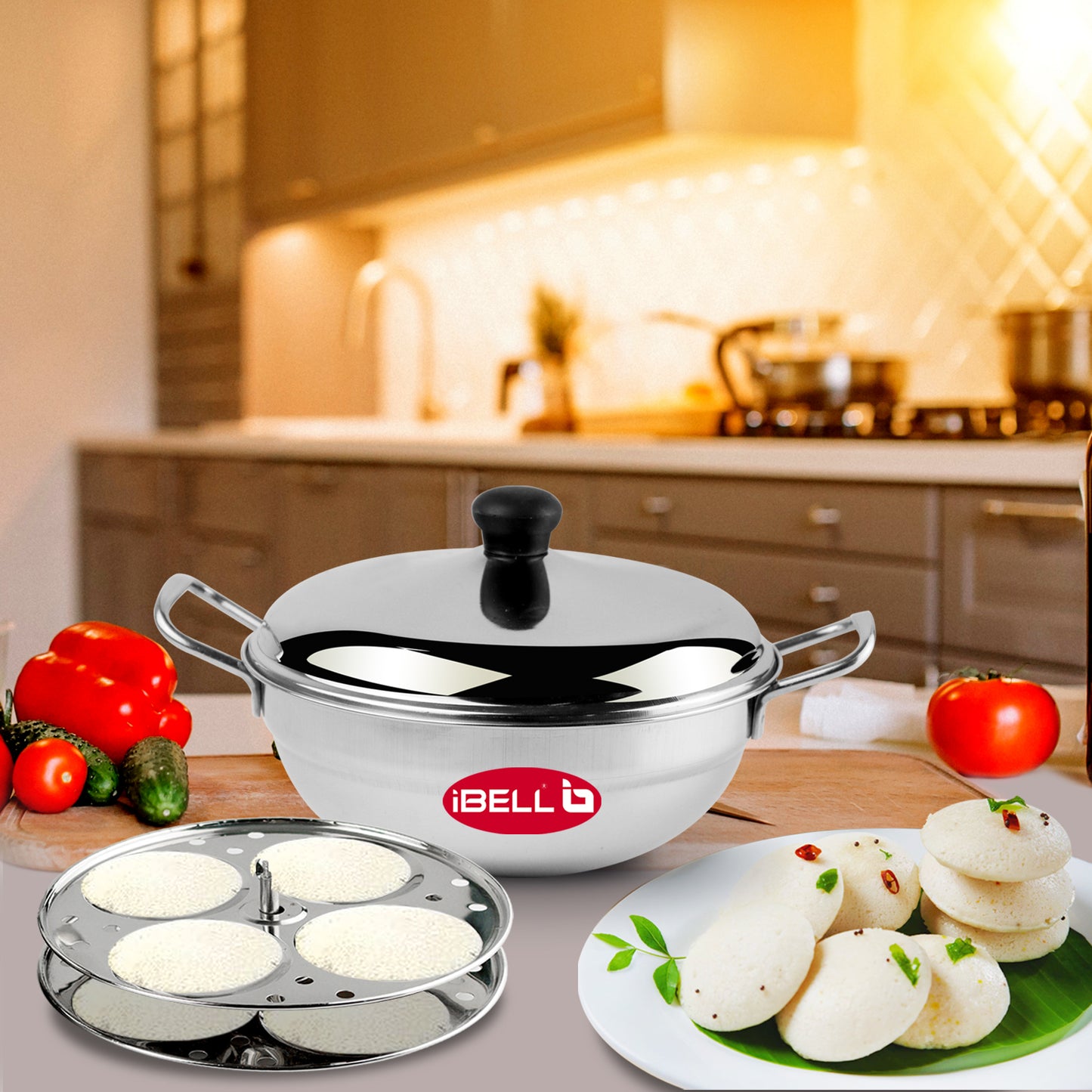 iBELL Stainless Steel Idly Pot & Pan Sets (2.5L), Silver
